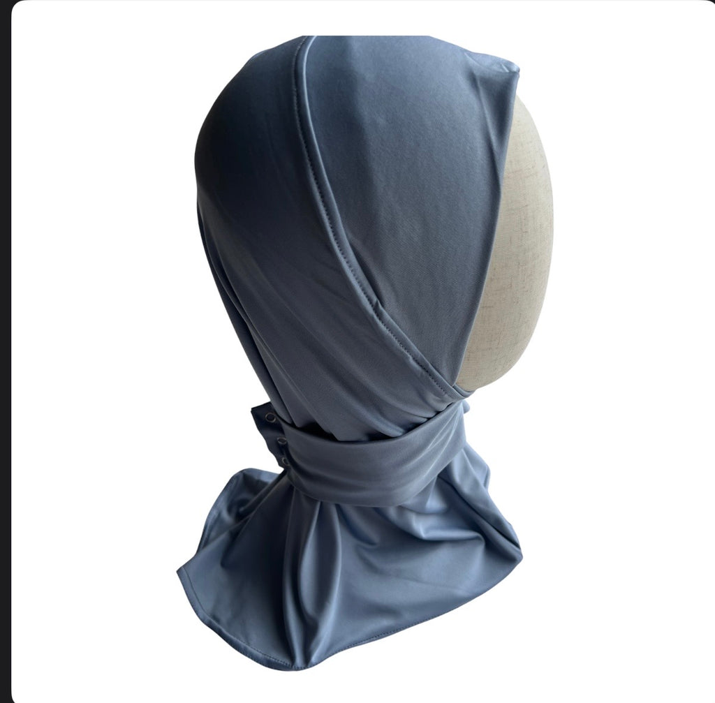 Snap-Adjustable Active Hijab in Blue-Grey