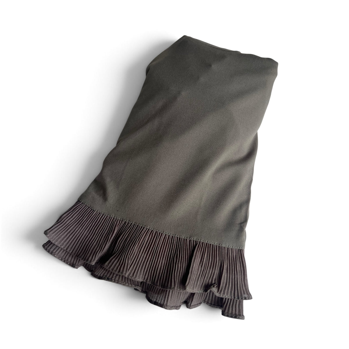 Ruffled Slip on Scarf in Rich Olive