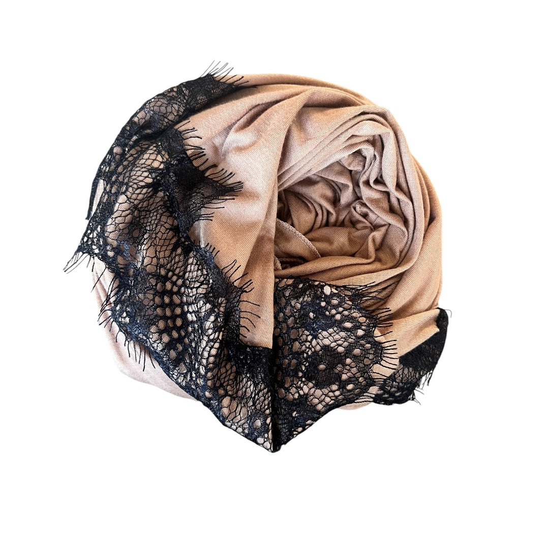 Noir Lace Jersey in Caramel