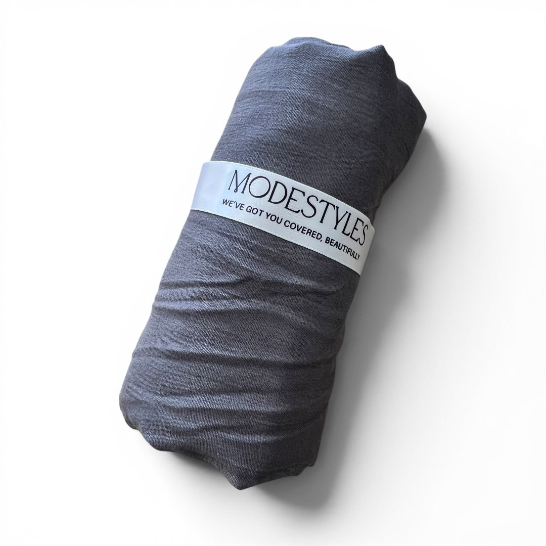 Soft Crinkle Crepe in Muted Blue