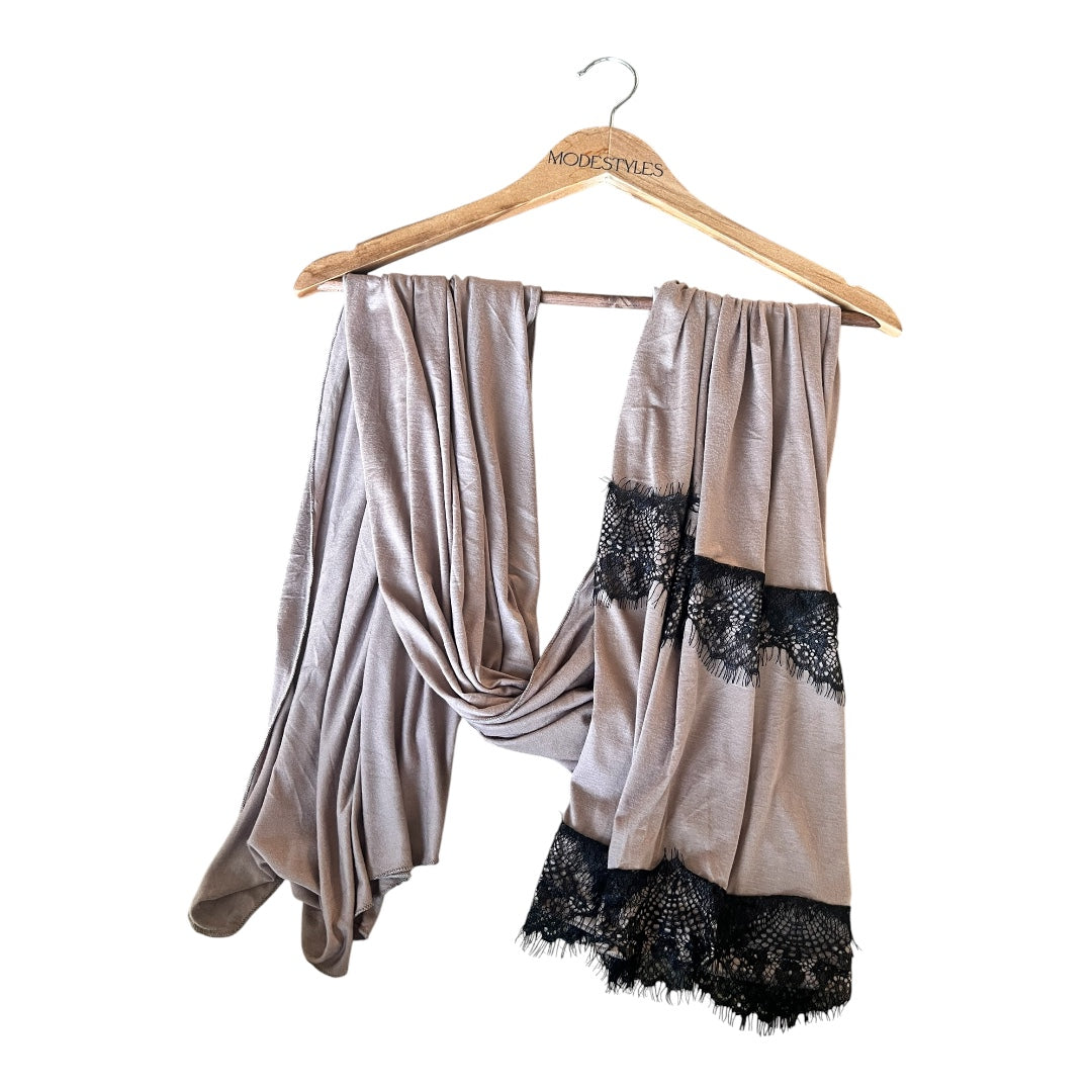 Noir Lace Jersey in Taupe