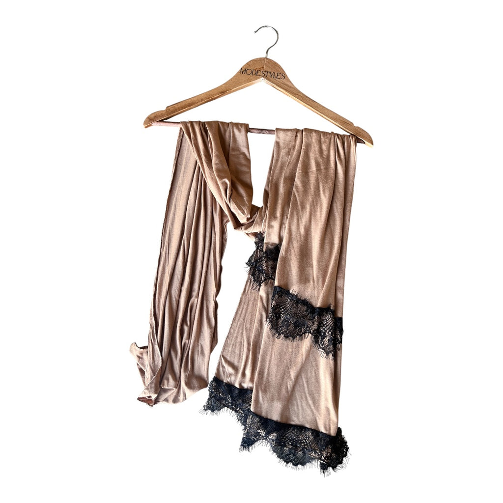 Noir Lace Jersey in Caramel
