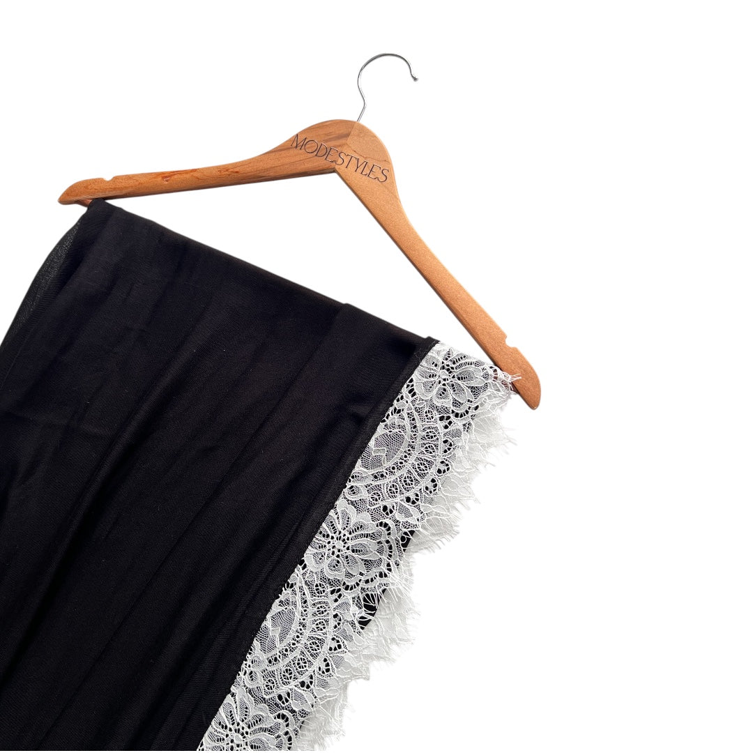 Ghazelle Laced Modal in Black with White Lace